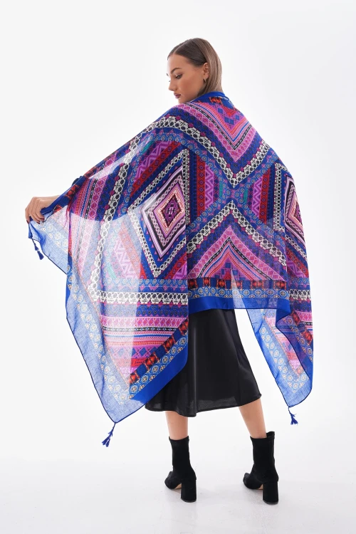 Mor Desenli Püsküllü Şal BCNSV-2515239