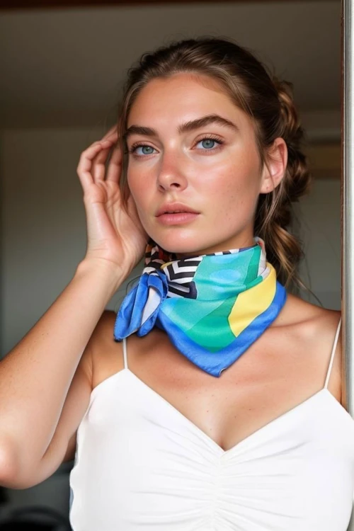 Renkli Desenli Çok Renkli Bandan Fular BCNSV-2513741