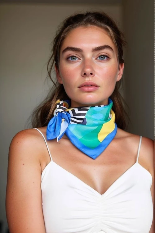 Renkli Desenli Çok Renkli Bandan Fular BCNSV-2513741