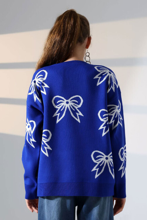 Saks Fiyonk Desenli Triko Kazak BCES-252045