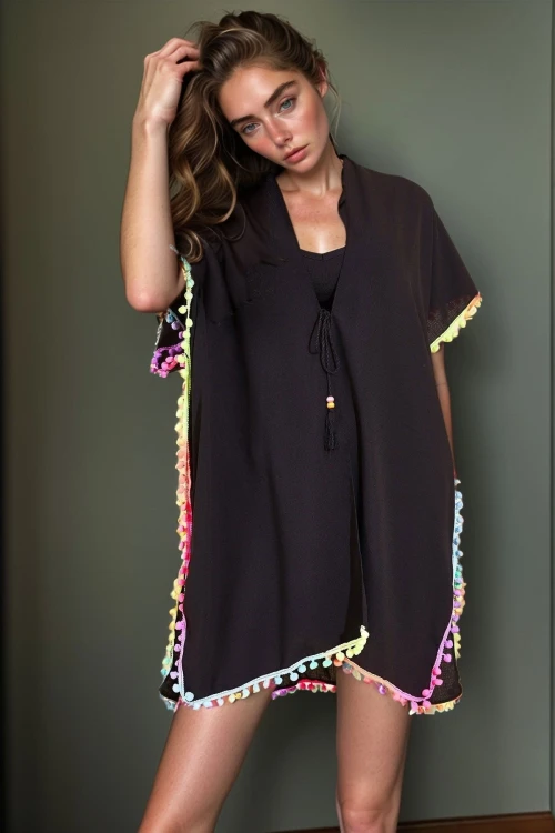 Siyah Renkli Püskül Detaylı Pareo BCNSV-2513321