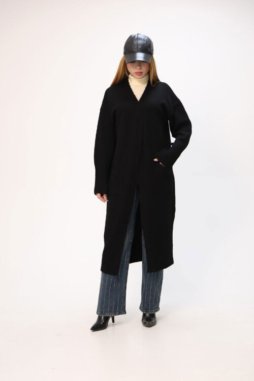 Siyah Salaş Yumuşak Dokulu Triko Hırka BCES-252009