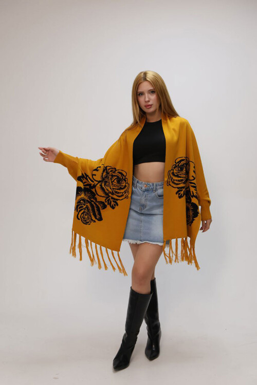 Turuncu Motifli Triko Şal BCES-252003