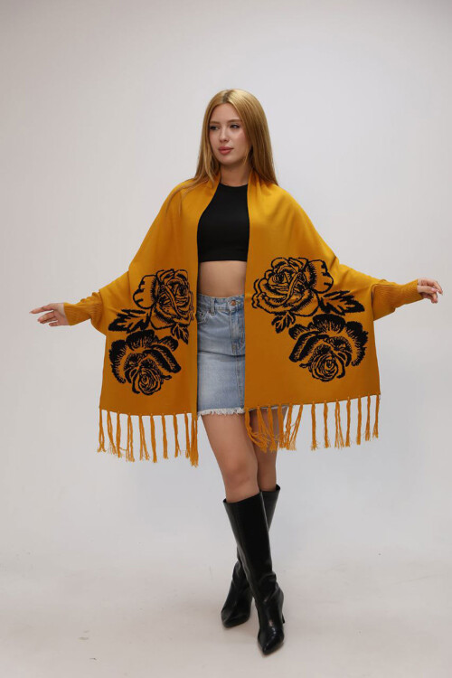 Turuncu Motifli Triko Şal BCES-252003