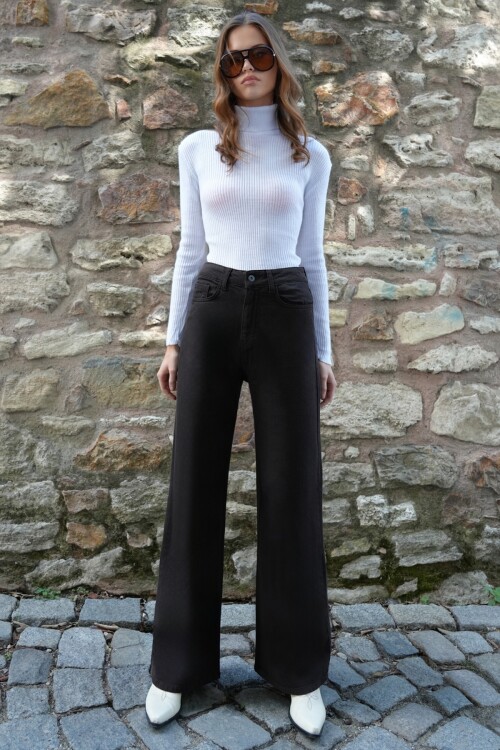 Acı Kahve 5 Cepli Yüksek Bel Palazzo Jean BCHNW-251203