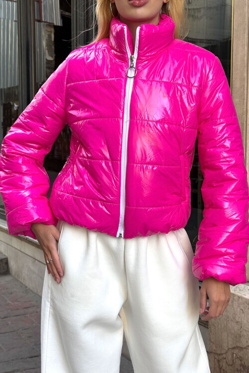 Fuşya Çift Cepli Şişme Mont BCVL-25N113