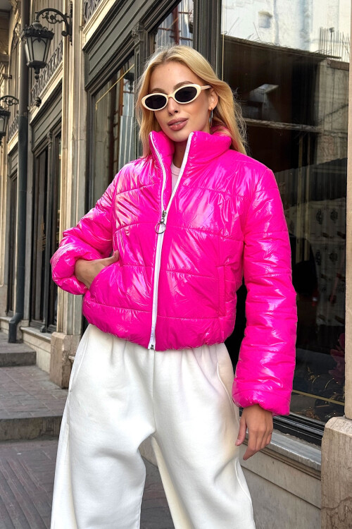 Fuşya Çift Cepli Şişme Mont BCVL-25N113