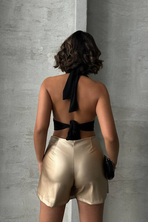 Gold Yırtmaçlı Şort Etek BCHN-25260018