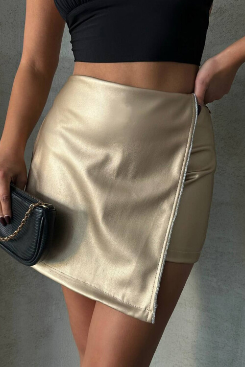 Gold Yırtmaçlı Şort Etek BCHN-25260018