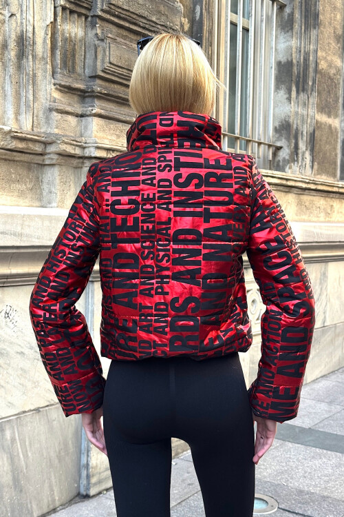 Kırmızı Yazılı Şişme Mont BCVL-25N031