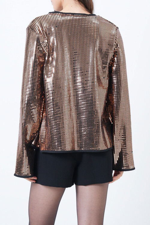 Rose Gold Payetli Açık Form Ceket BCHESQ-251161