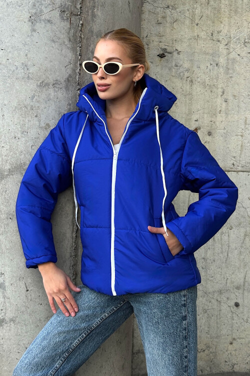 Saks Kapüşonlu Çift Cepli Mont BCVL-25N115