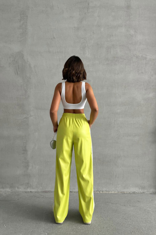 Sarı Yanları Şeritli Palazzo Pantolon BCHN-2526430