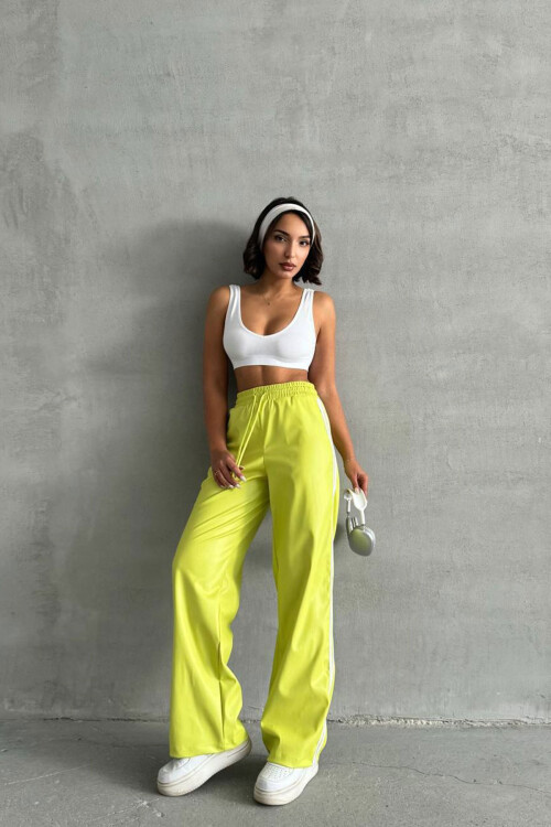 Sarı Yanları Şeritli Palazzo Pantolon BCHN-2526430