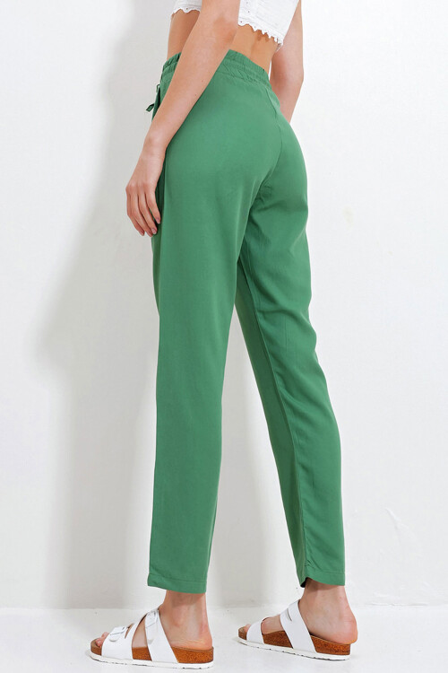 Yeşil Çift Cepli Gabrdin Pantolon BCHNW-251171