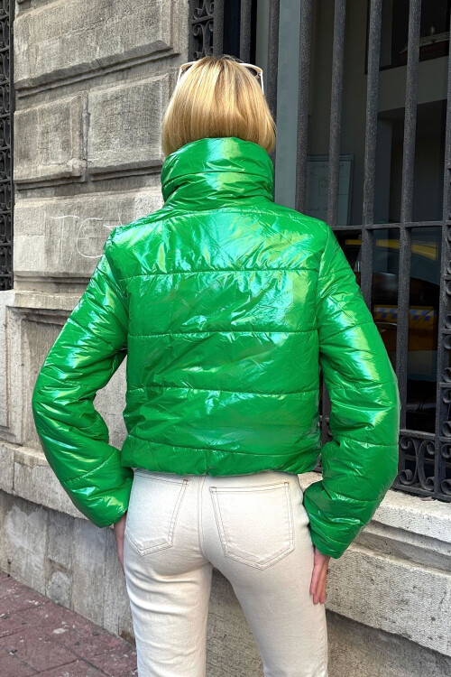 Yeşil Çift Cepli Şişme Mont BCVL-25N113