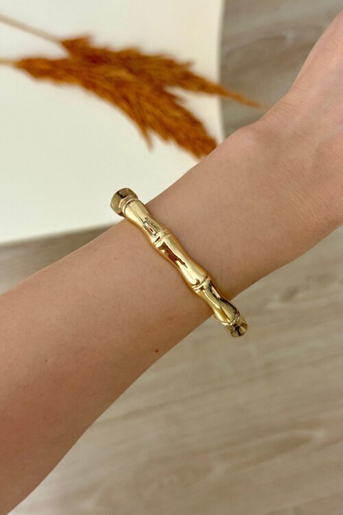 Altın10 Çelik Kalın Kelepçe Bilezik Ayarlanabilir Kadın Erkek Unisex