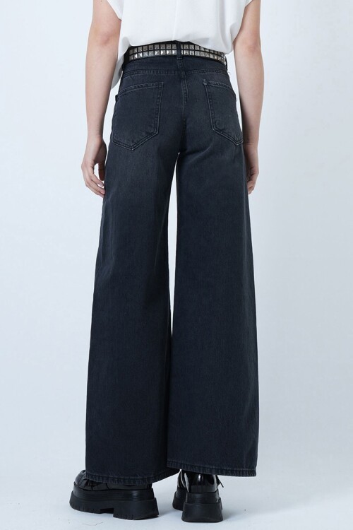 Antrasit Yüksek Bel 5 Cepli Baggy Jean