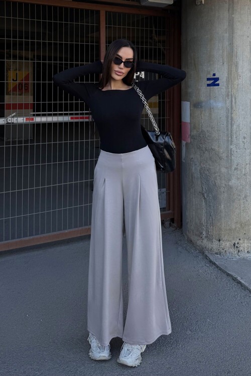 Bej Cepli İspanyol Paça Ultra Soft Kumaş Pantolon  BCDF-25P0001