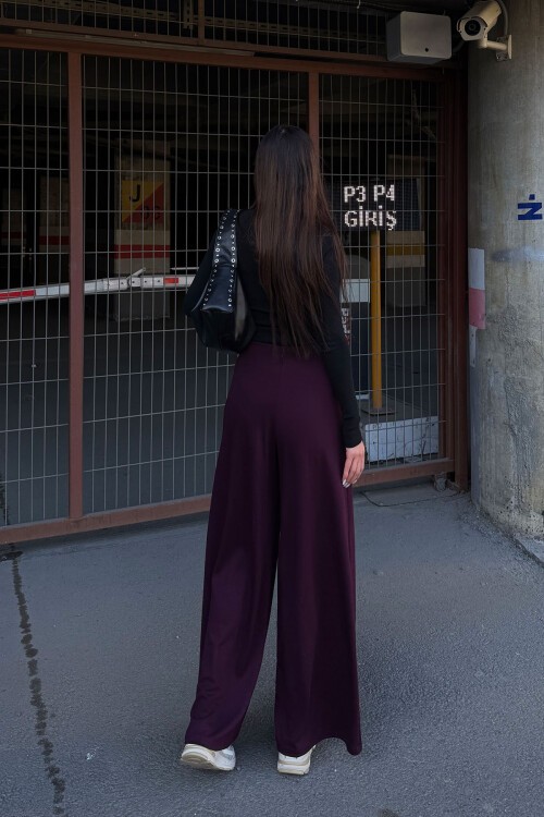 Bordo Cepli İspanyol Paça Ultra Soft Kumaş Pantolon  BCDF-25P0001