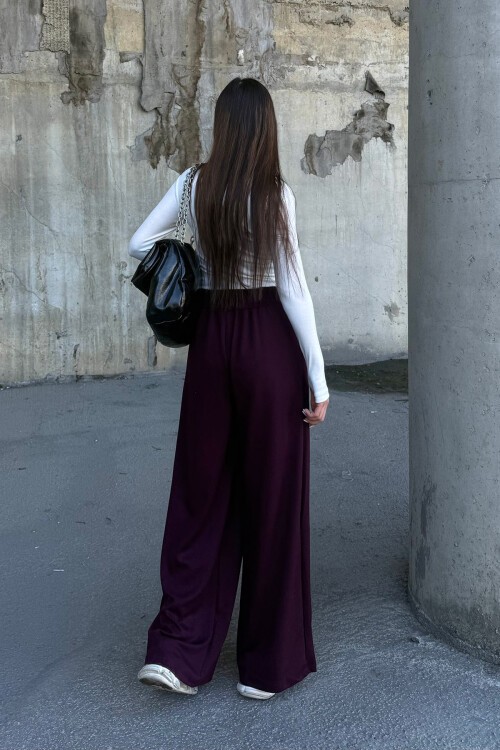 Bordo İspanyol Paça Ultra Soft Kumaş Pantolon BCDF-25P0003