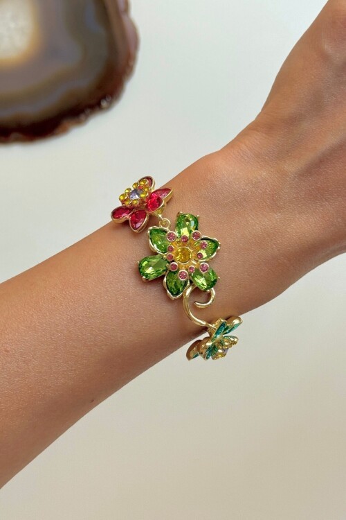 Çok Renkli 316L Çelik Idyllia Renkli Taşlı Kadın Bileklik