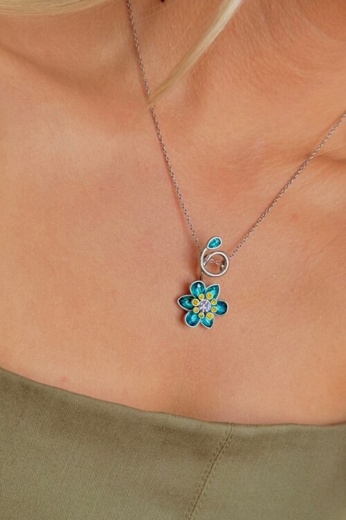 Mavi Idyllia Serisi Kolye Mavi Çiçek Kolye