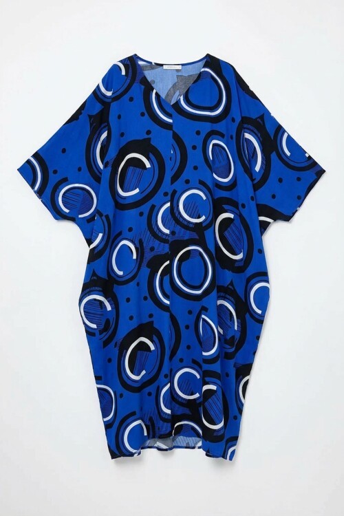 Saks Baskılı Maxi Boy Dokuma Viscon Elbise