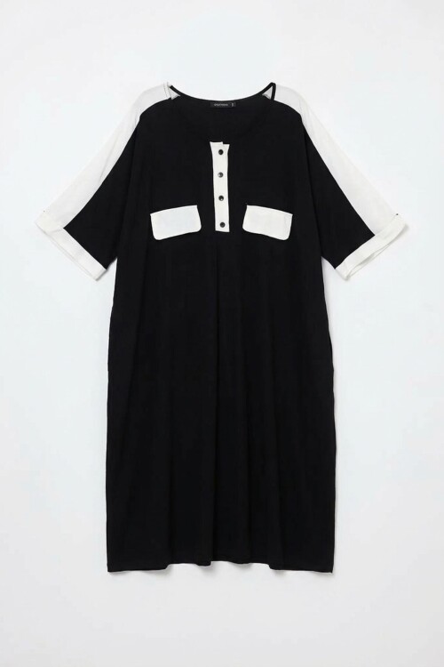 Siyah Baskılı Maxi Boy Dokuma Viscon Elbise