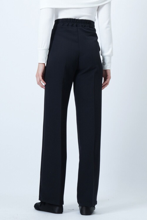 Siyah Beli Lastikli Düğme Kapamalı Çift Cepli Pantolon BCHAV-251229