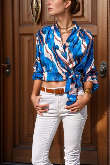 Saks Saten Eteği Bağlamalı Kruvaze Bluz BCBSK-25700-3234