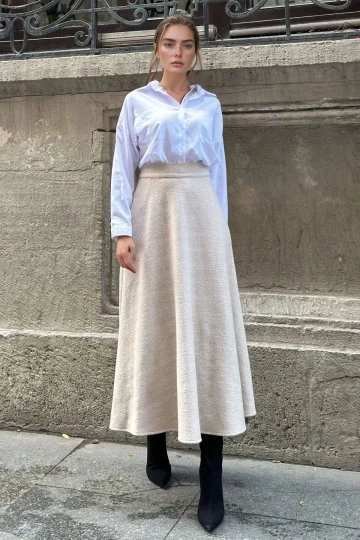 Vizon Cepli Yumuşak Dokulu Uzun Kiloş Kaşe Etek BCBSK-25700-3528