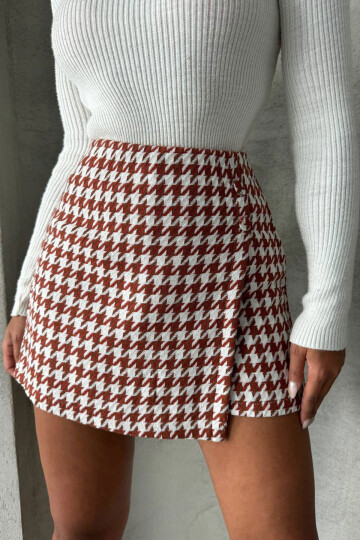 Kiremit 2 Düğmeli Tüvit Kumaş Şort Etek BCHN-2526414