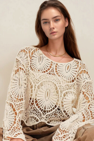 Bej Örgü Premium Kazak BCHESQ-251012