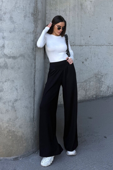 Siyah İspanyol Paça Ultra Soft Kumaş Pantolon BCDF-25P0003