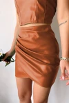 Taba Drapeli Deri Etek BC231013