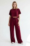 Bordo Bol Paça Rahat Kesim Modal Kumaş Alt Üst Takım