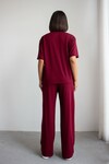 Bordo Çizgili Modal Kumaş Alt Üst Takım