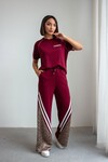 Bordo Leopar Garnili Modal Kumaş Alt Üst Takım