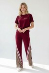 Bordo Leopar Garnili Modal Kumaş Alt Üst Takım