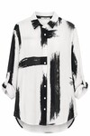 Siyah Beyaz Abstract Desenli Vual %100 Pamuk Oversize Gömlek