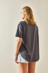Antrasit Bisiklet Yaka Oys Modal Oval Kesim Yumuşak Dokulu Basic T-Shirt BC241115