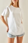 Beyaz Bisiklet Yaka Oys Modal Oval Kesim Yumuşak Dokulu Basic T-Shirt BC241115