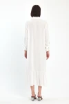 Maxi Boy Beyaz Nakış İşlemeli Uzun Boy Dokuma Elbise BCVL-241022