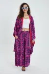Maxi Boy Fuşya Desenli Alt Üst Kimono Pantolon Takım BCVL-24951