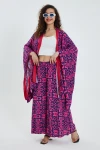 Maxi Boy Fuşya Desenli Alt Üst Kimono Pantolon Takım BCVL-24951
