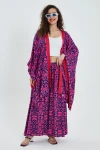 Maxi Boy Fuşya Desenli Alt Üst Kimono Pantolon Takım BCVL-24951
