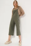 Haki Önü Cepli Askılı Gabardin Bahçıvan Tulum BCNV-243000