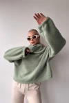 Mint Geniş Yaka Welsoft Peluş Sweatshirt BC231022