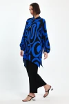 Maxi Boy Saks Geometrik Desenli Pantolon Ve Uzun Tunik Alt Üst Takım BCVL-241017